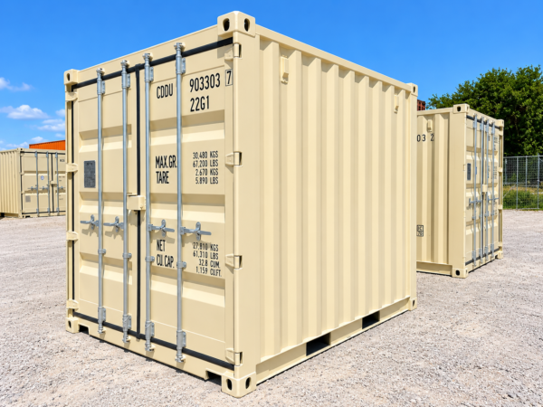 10ft Standard Shipping Container in Tan/Cream RAL 1015 – One-Trip