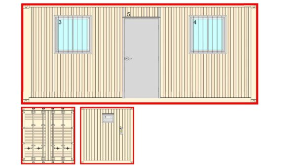 20ft Standard Shipping Container Office with HVAC and Electrical Package – One-Trip