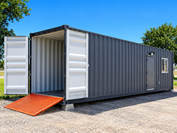 40ft High Cube Shipping Container with 16ft Office and 24ft Storage – One-Trip