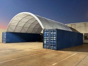 Shipping Container Canopy with Containers and Installation