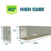 40ft High Cube Shipping Container in Beige RAL 1015 – One-Trip