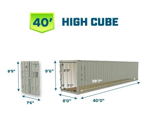 40ft High Cube Shipping Container in Beige RAL 1015 – One-Trip