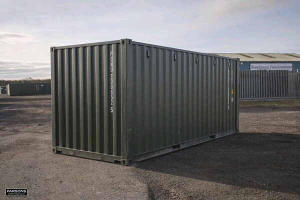 20ft Standard Shipping Container in Green RAL 6007 – One-Trip