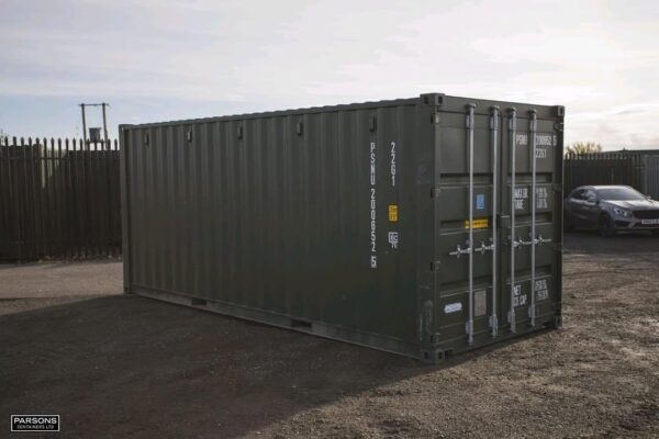 20ft Standard Shipping Container in Green RAL 6007 – One-Trip