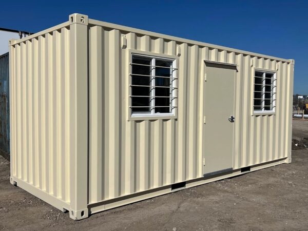 20ft Standard Shipping Container Office Shell with Entry Door and Windows – One-Trip