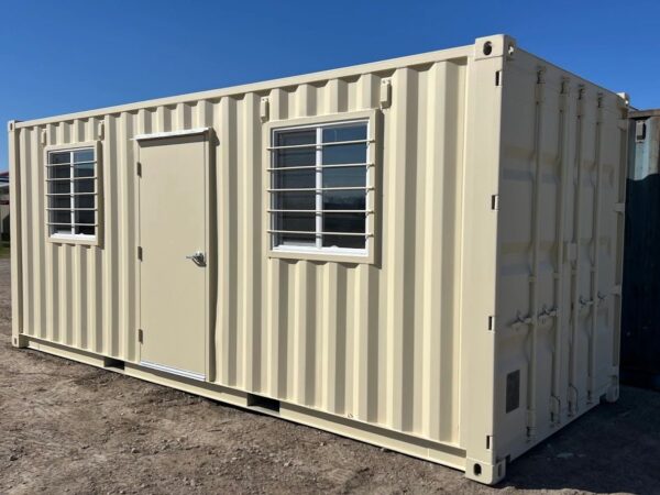 20ft Standard Shipping Container Office Shell with Entry Door and Windows – One-Trip