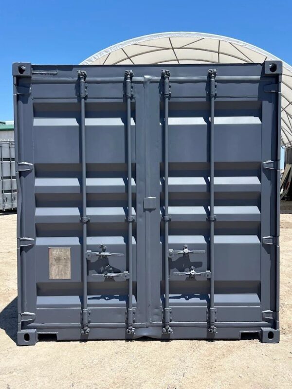 10ft Standard Shipping Container with Cargo Doors in Grey – Refurbished