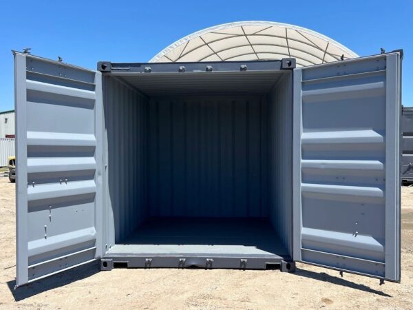 10ft Standard Shipping Container with Cargo Doors in Grey – Refurbished