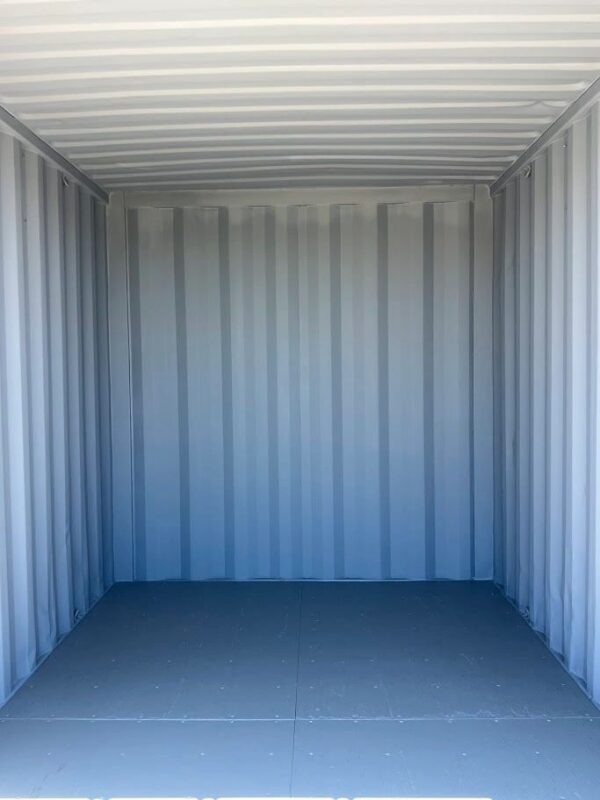 10ft Standard Shipping Container with Cargo Doors in Grey – Refurbished