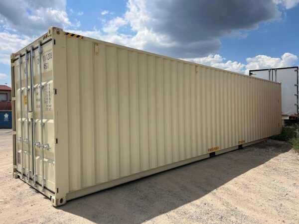 40ft High Cube Shipping Container with Entry Door in Beige RAL 1015 – One-Trip