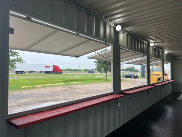 40ft High Cube Shipping Container Fireworks Stand with Four Service Hatches – One-Trip